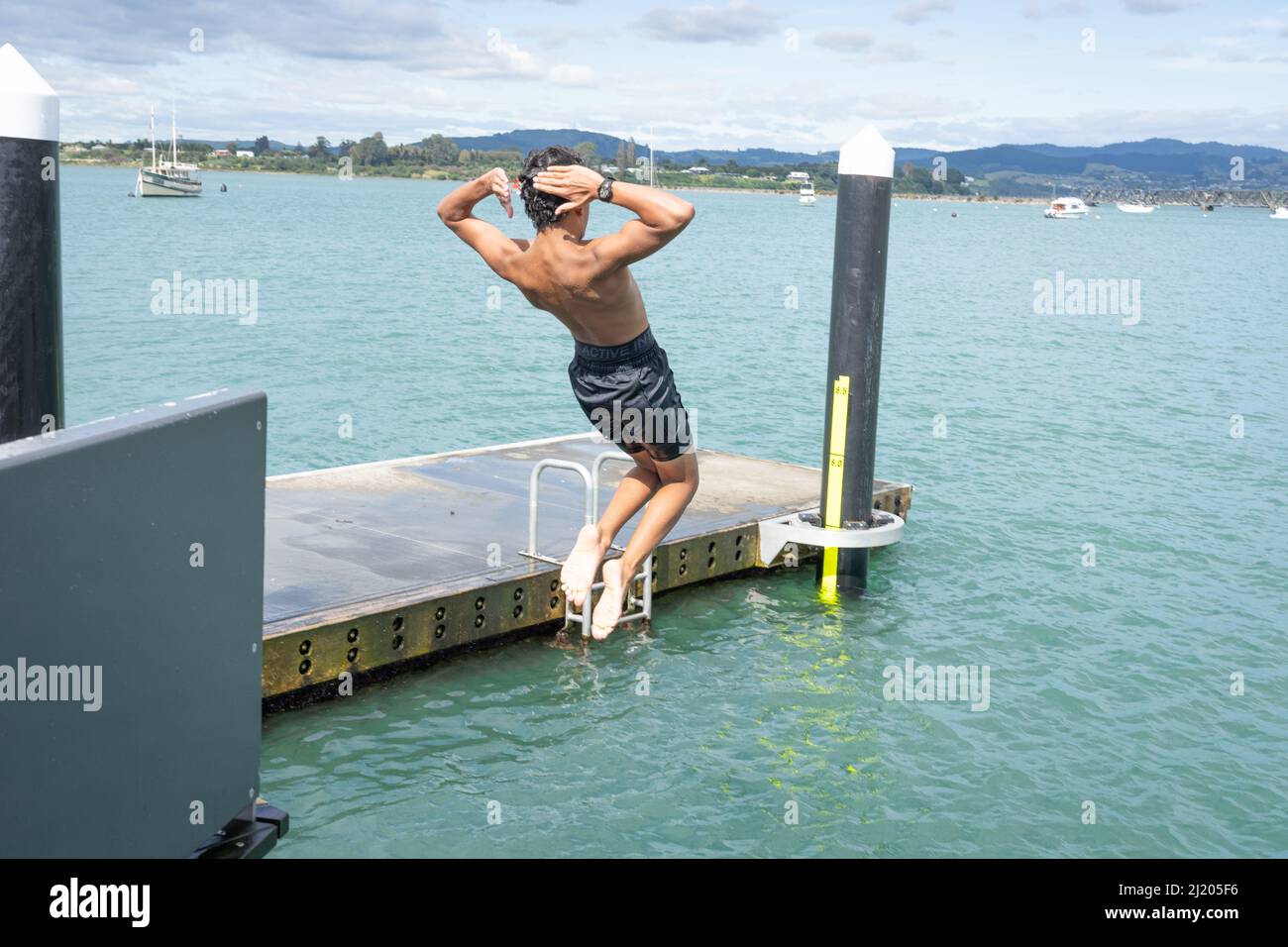 Tauranga New Zealand March 26 2022;Tidal steps and diving platform on
