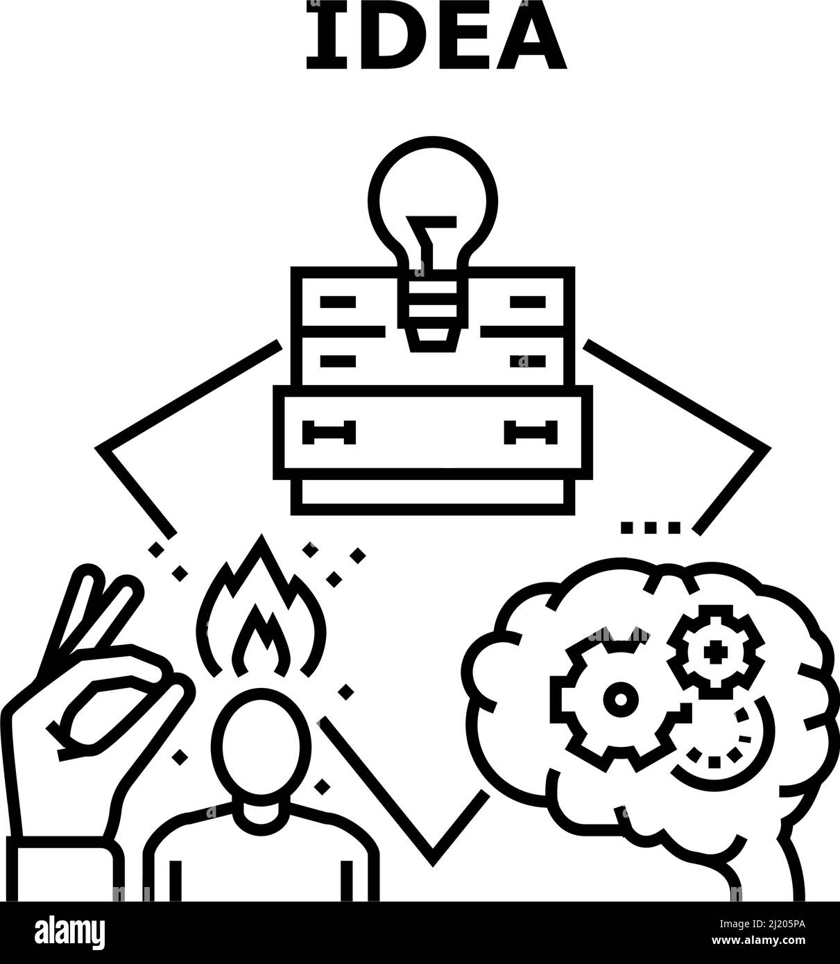 Idea Searching Vector Concept Black Illustration Stock Vector Image ...