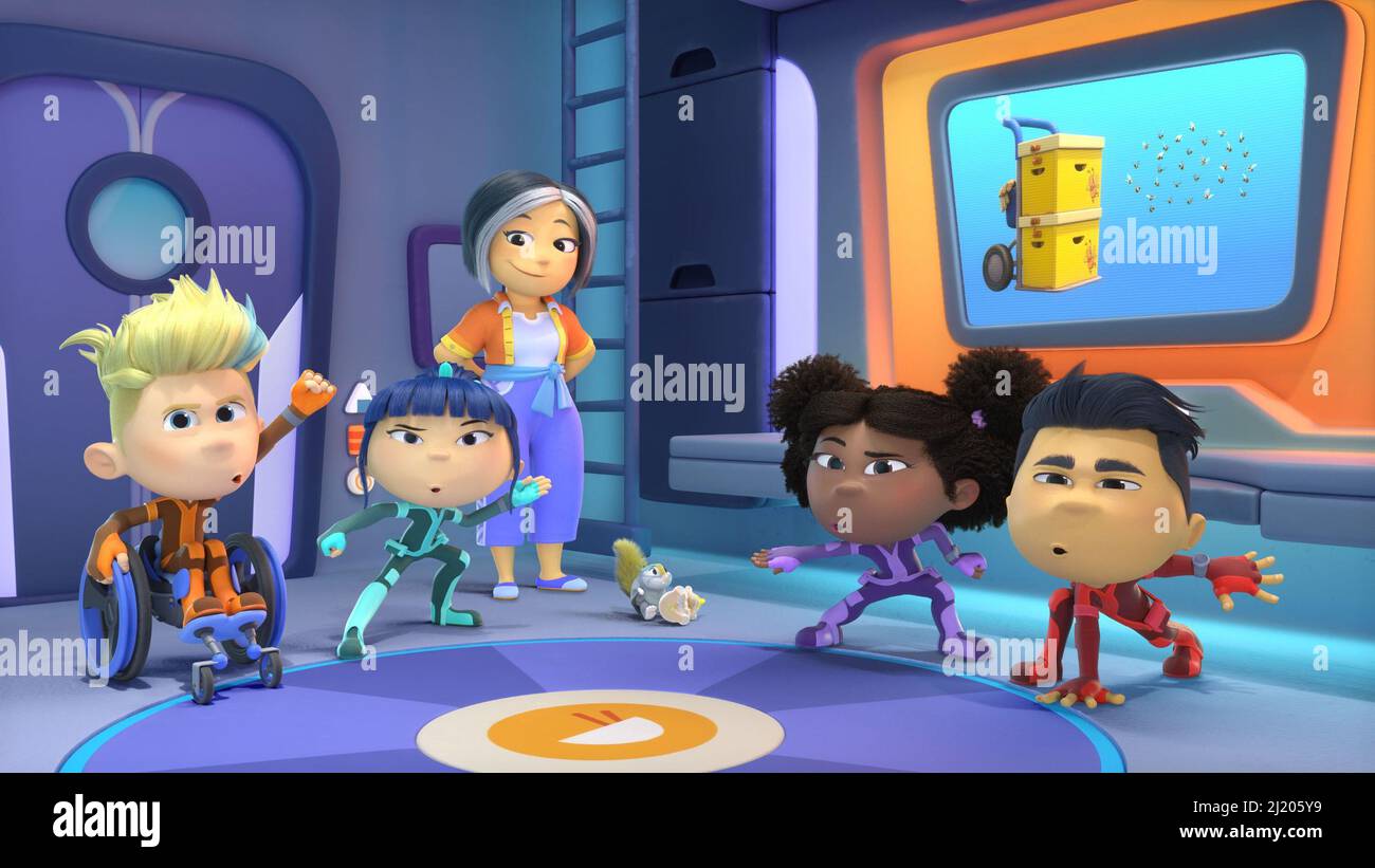 TEAM ZENKO GO, from left: Ari (voice: Hartley Bernier), Ellie (voice ...