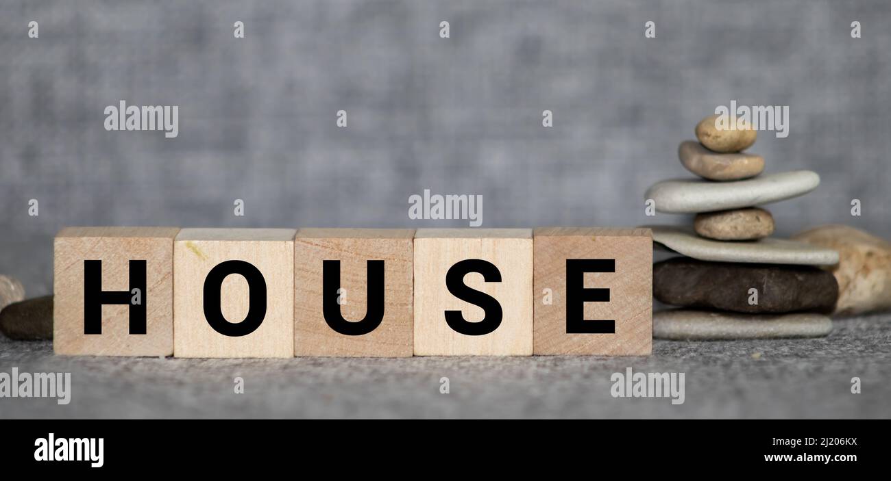 Word HOUSE made of wooden blocks on white background Stock Photo Alamy