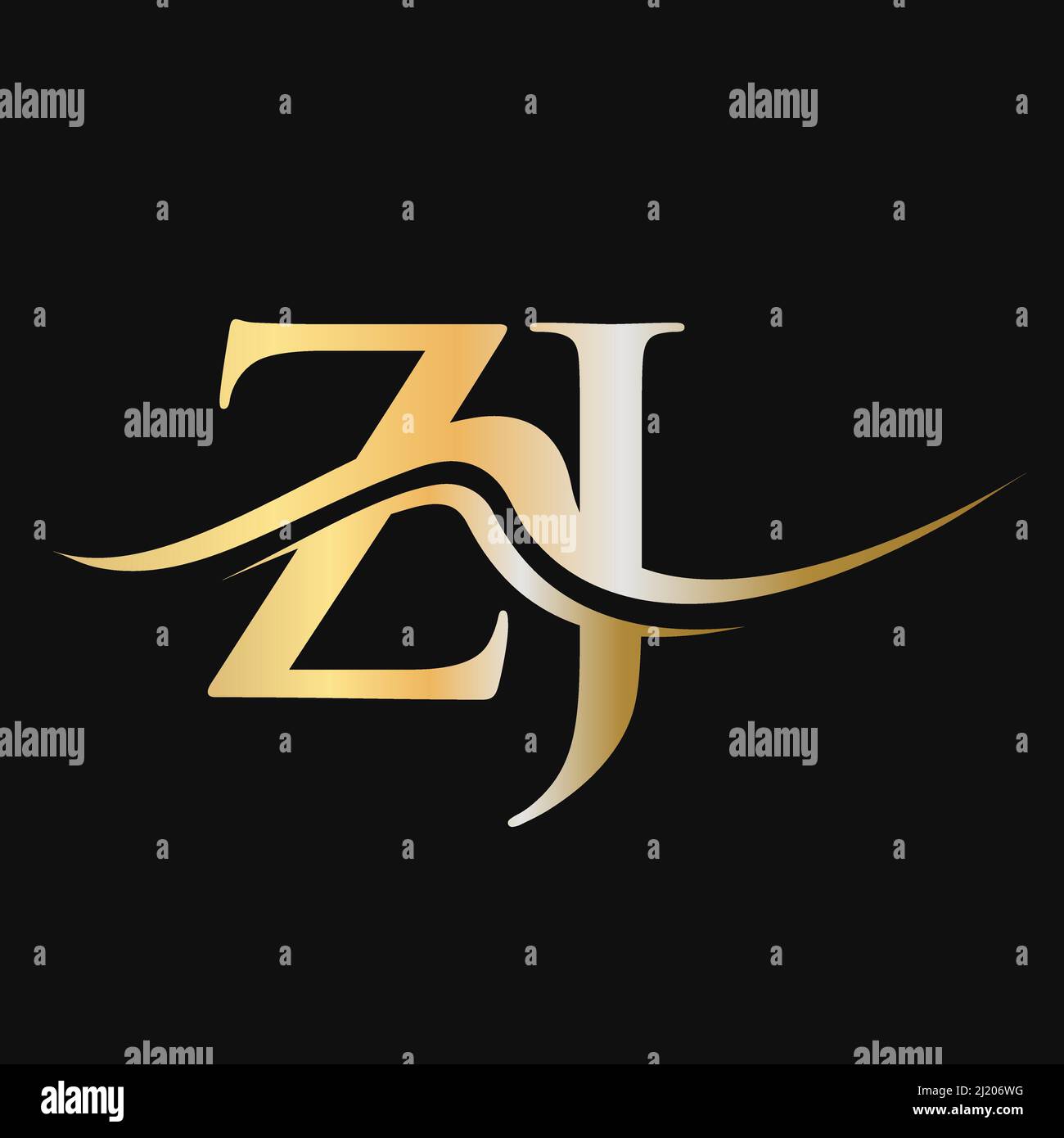 Letter ZJ Logo Design. Initial ZJ Logotype Template For Business And Company Logo Stock Vector