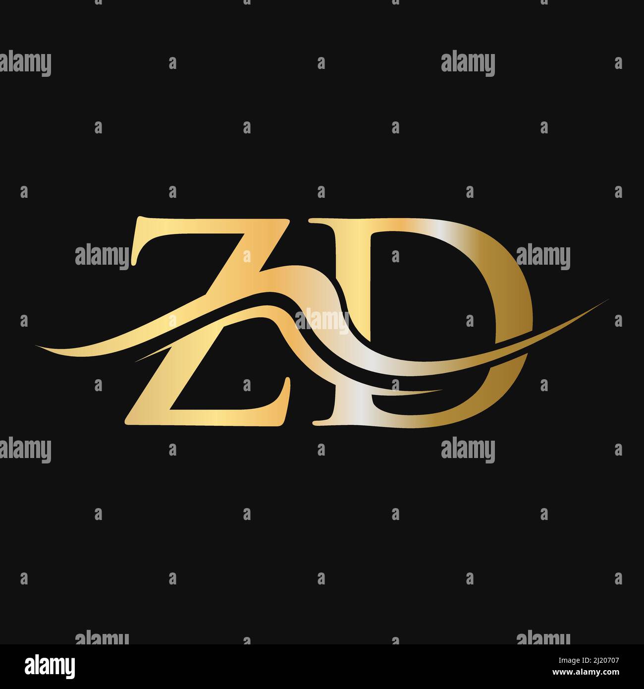 Letter ZD Logo Design. Initial ZD Logotype Template For Business And Company Logo Stock Vector