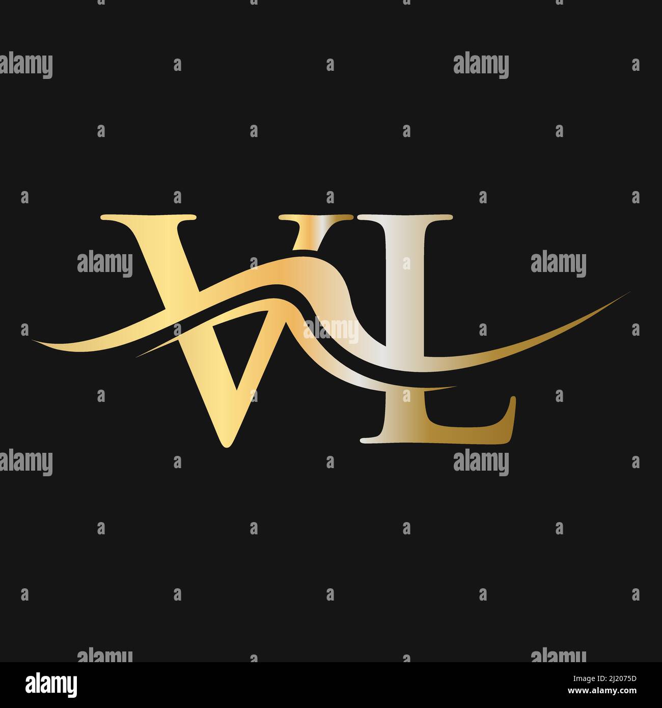 Vl initial letter gold calligraphic feminine Vector Image