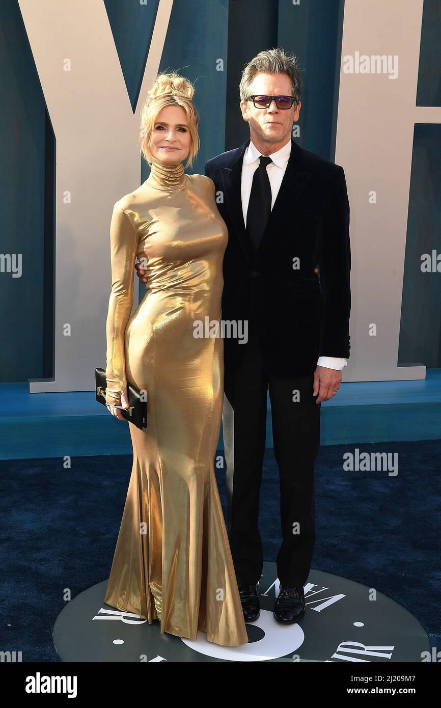 Kyra Sedgwick and Kevin Bacon attends the 2022 Vanity Fair Oscar Party at  the Wallis Annenberg Center for the Performing Arts on March 27, 2022 in  Beverly Hills, California. Photo: Casey Flanigan/imageSPACE