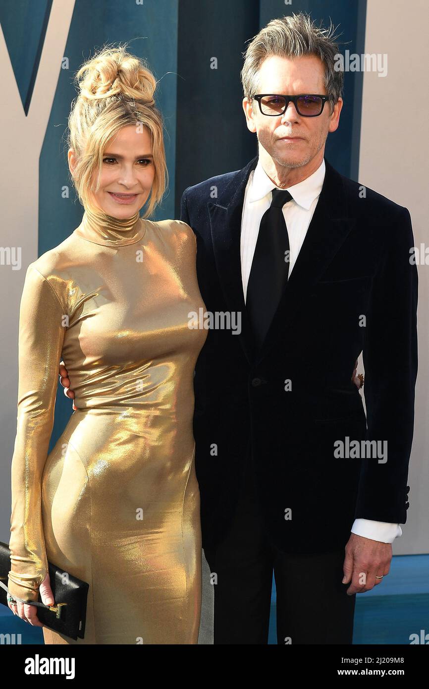 Kyra Sedgwick and Kevin Bacon attends the 2022 Vanity Fair Oscar Party at  the Wallis Annenberg Center for the Performing Arts on March 27, 2022 in  Beverly Hills, California. Photo: Casey Flanigan/imageSPACE
