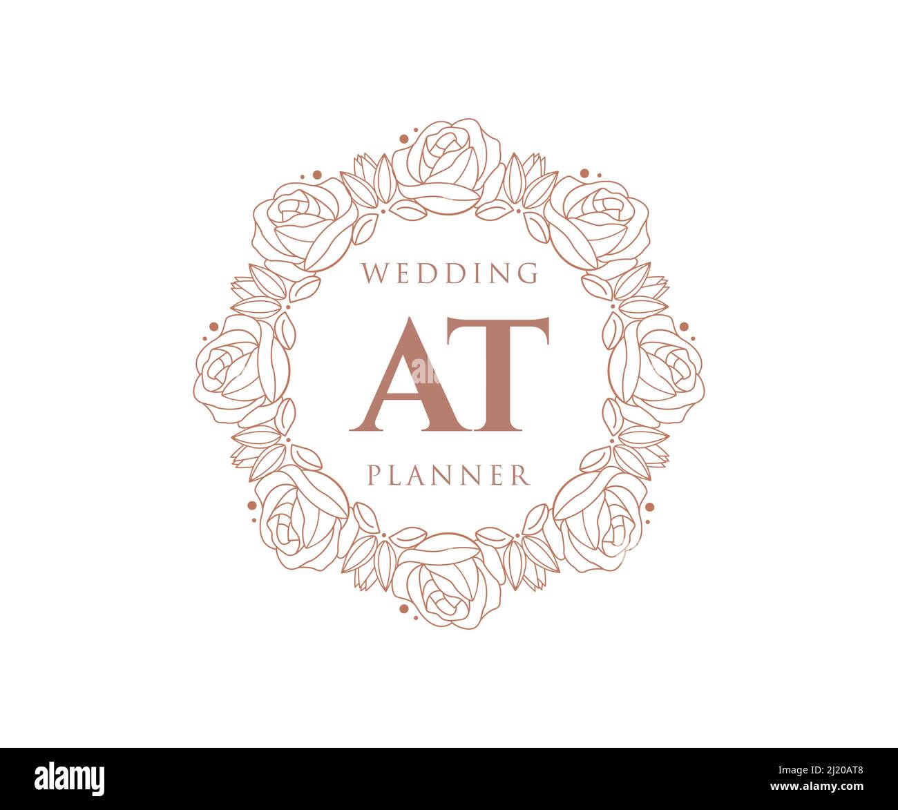 AT Initials letter Wedding monogram logos collection, hand drawn modern ...