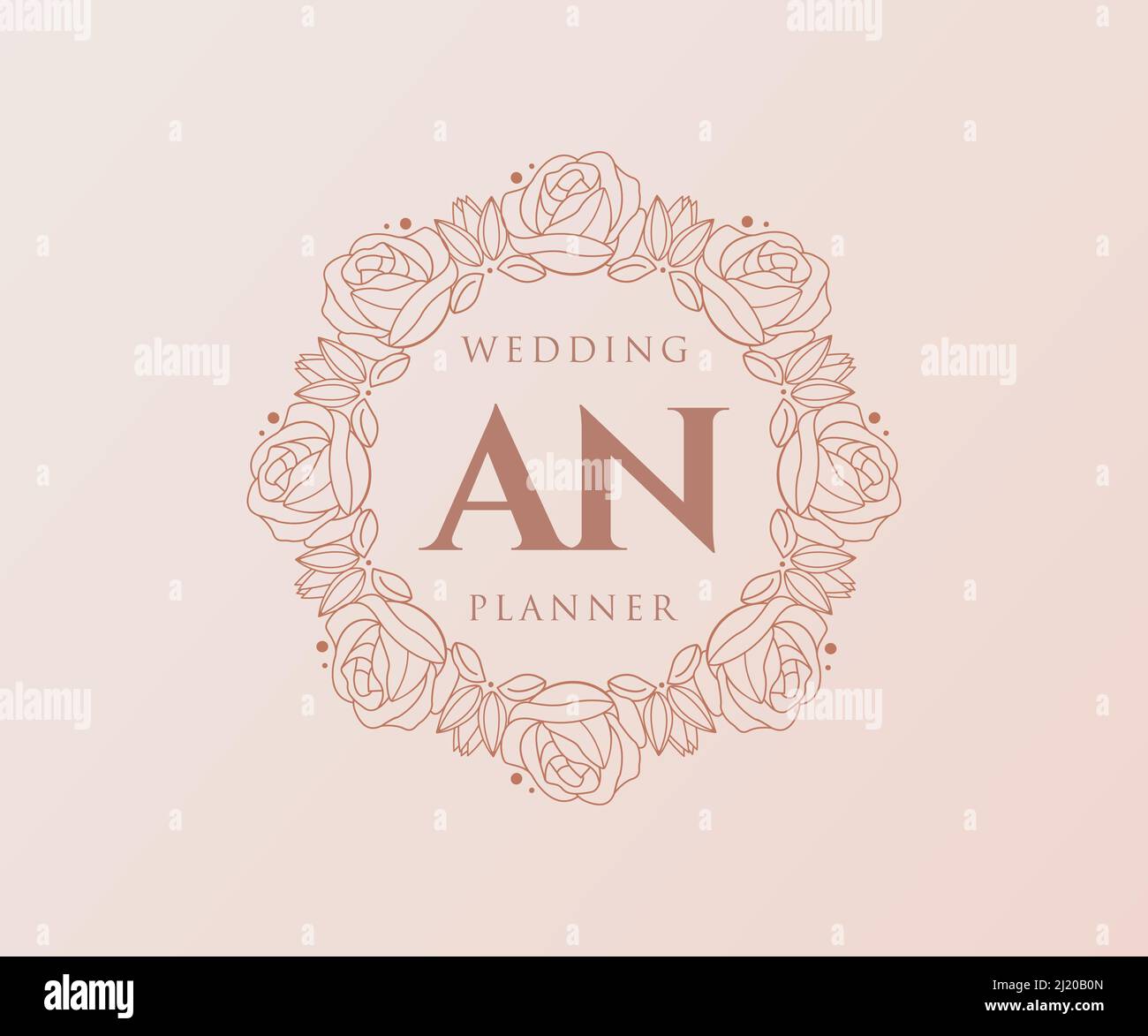 AN Initials letter Wedding monogram logos collection, hand drawn modern ...