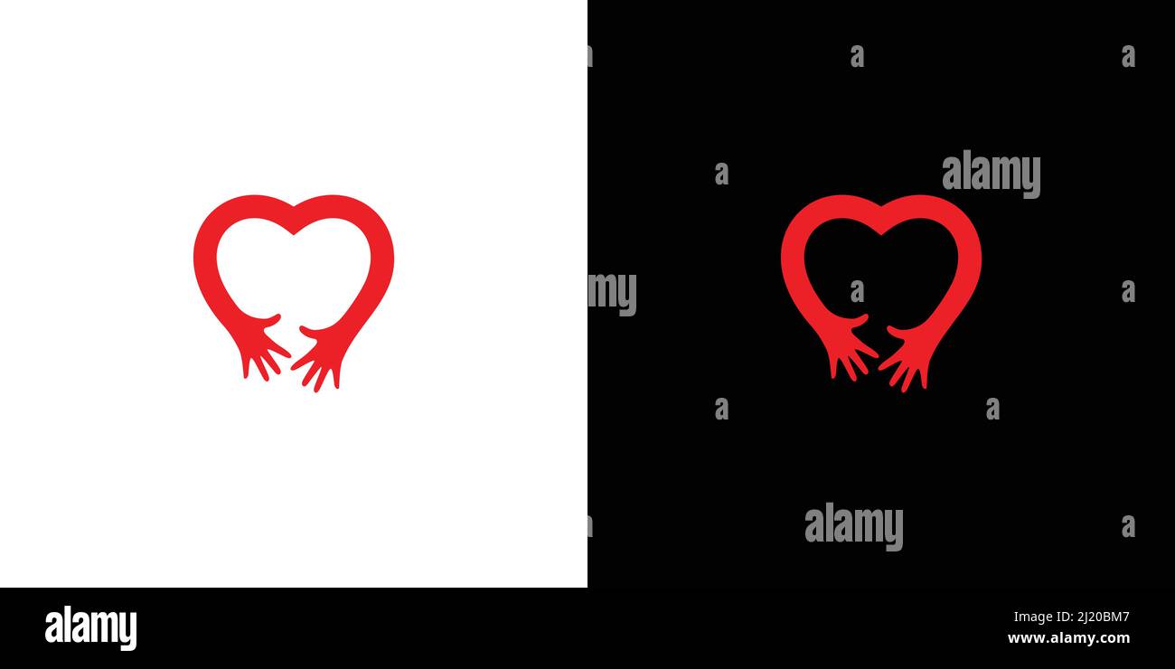 Unique and modern hand combination heart logo design Stock Vector