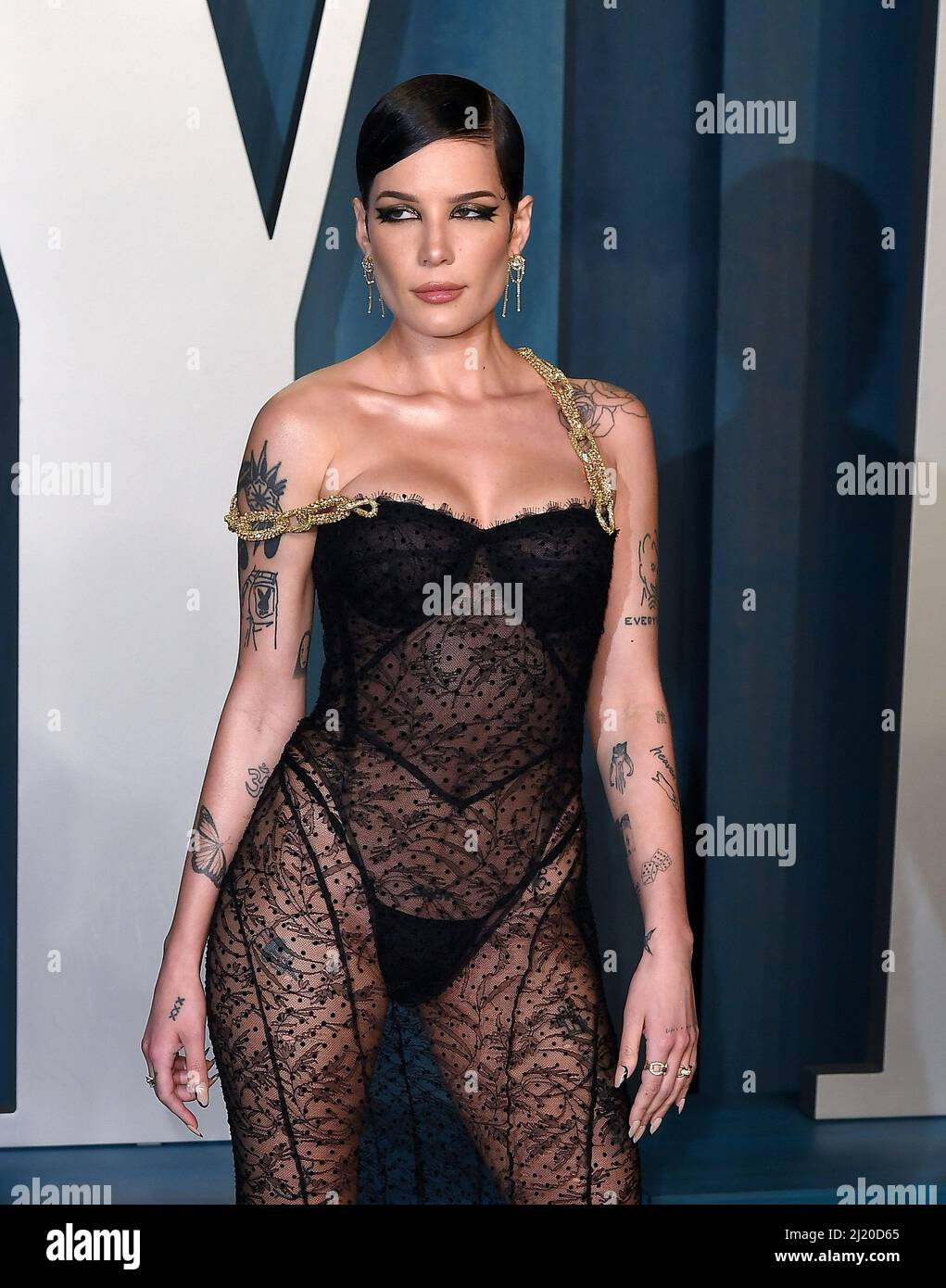 Halsey attends the 2022 Vanity Fair Oscar Party at the Wallis Annenberg Center for the Performing Arts on March 27, 2022 in Beverly Hills, California. Photo: Casey Flanigan/imageSPACE/MediaPunch Stock Photo