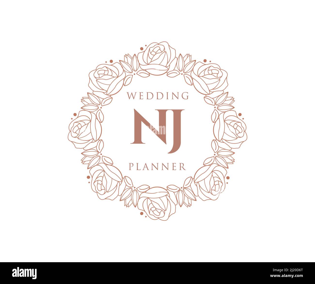 NJ Initials letter Wedding monogram logos collection, hand drawn modern ...