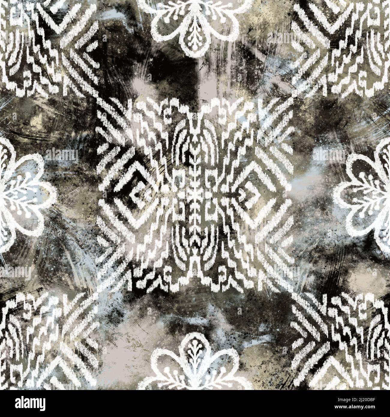Seamless neutral and white grungy classic abstract surface pattern ...