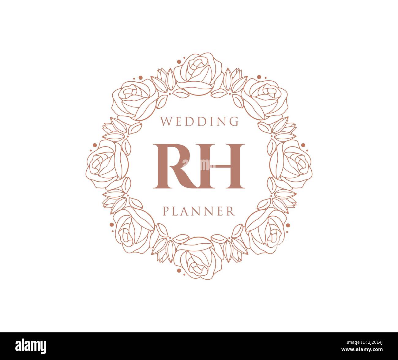 RH Initials letter Wedding monogram logos collection, hand drawn modern ...
