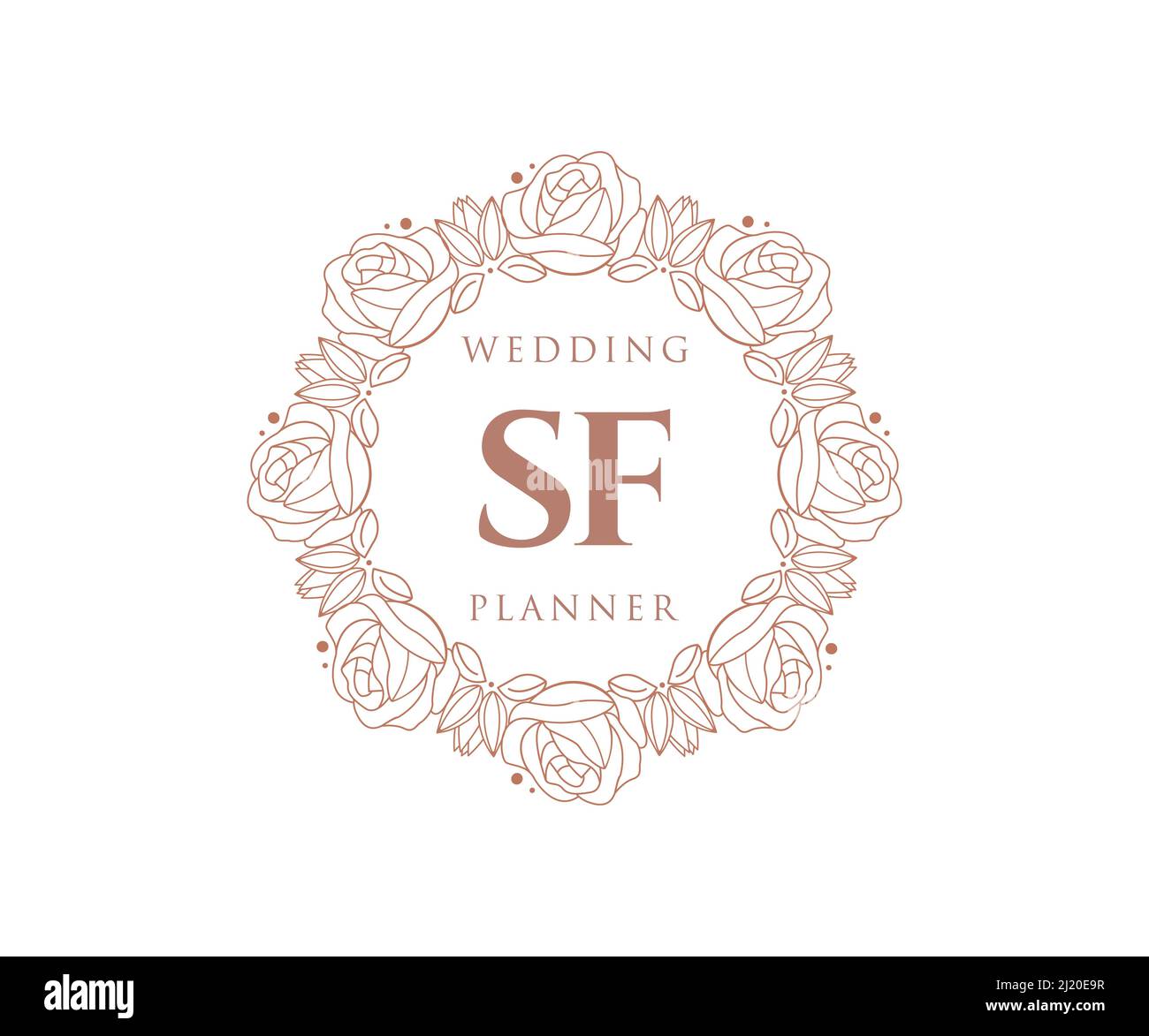 SF Initials letter Wedding monogram logos collection, hand drawn modern minimalistic and floral templates for Invitation cards, Save the Date, elegant Stock Vector