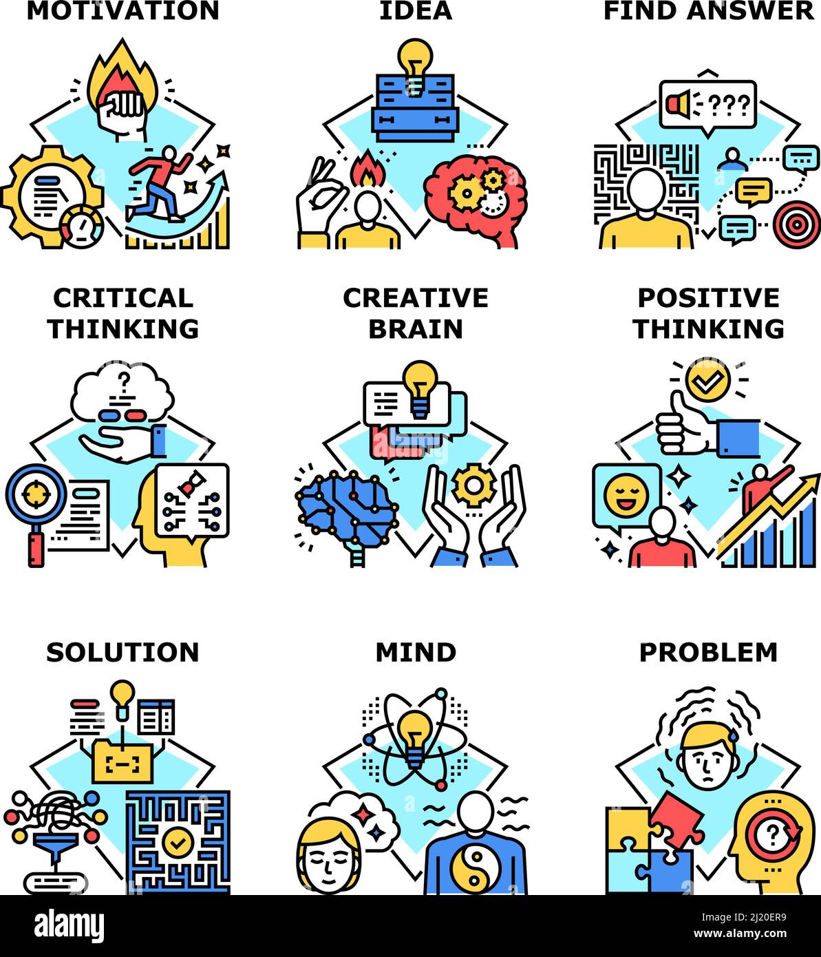 Creative Brain Set Icons Vector Illustrations Stock Vector Image & Art ...
