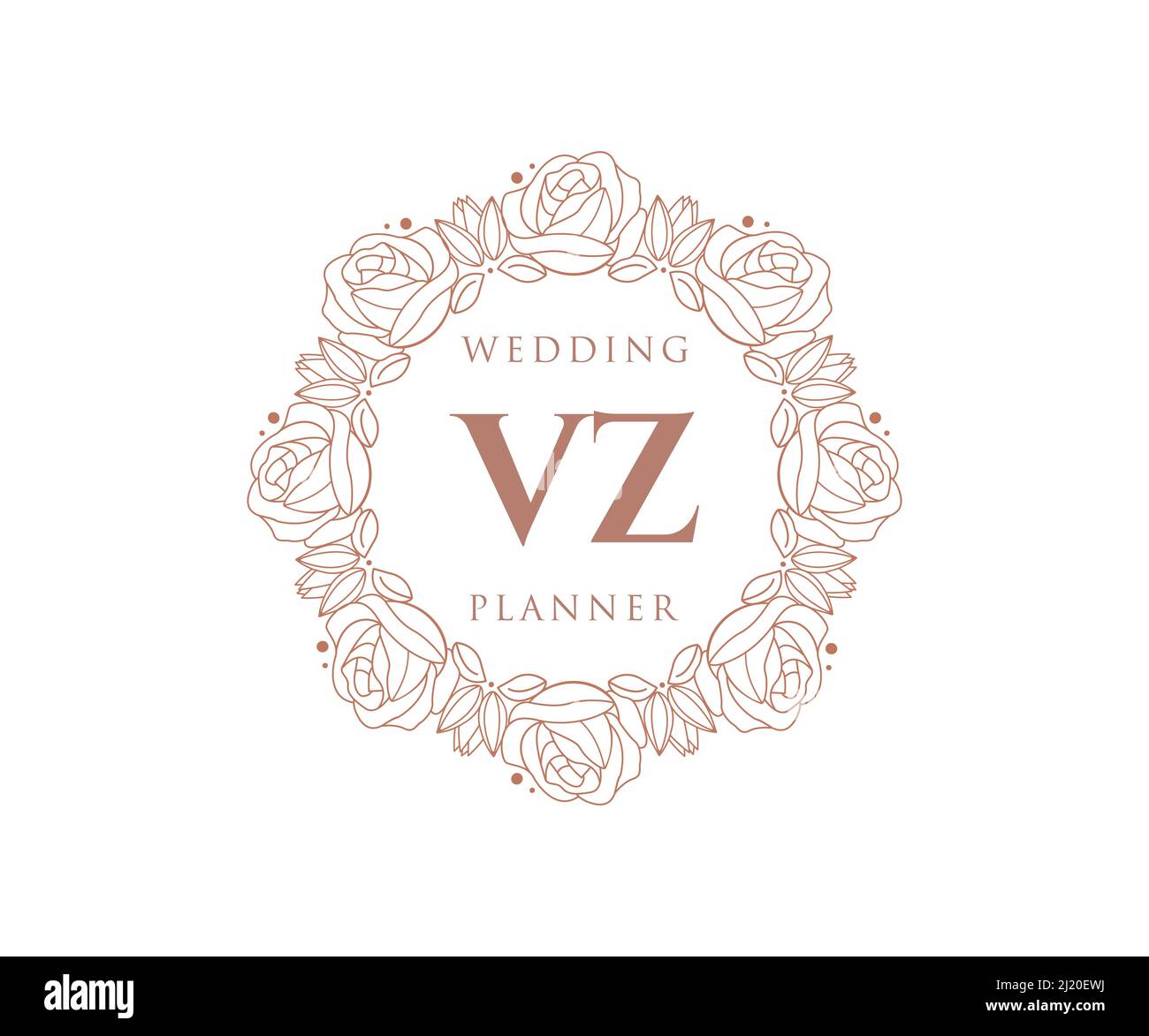 VZ Initials letter Wedding monogram logos collection, hand drawn modern ...