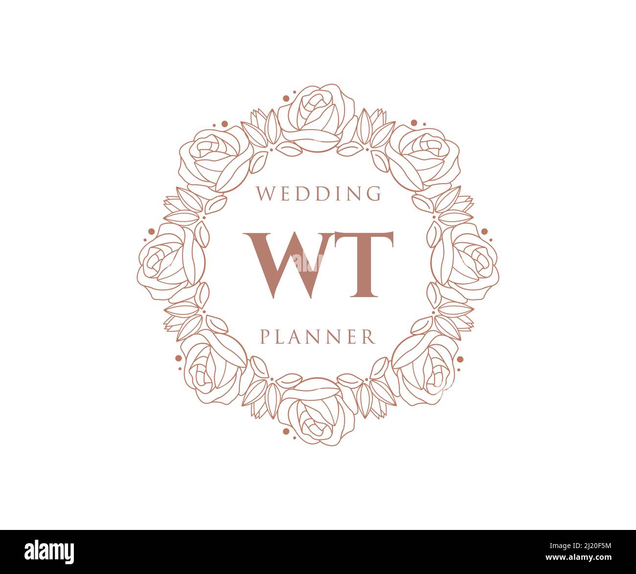 WT Initials letter Wedding monogram logos collection, hand drawn modern ...