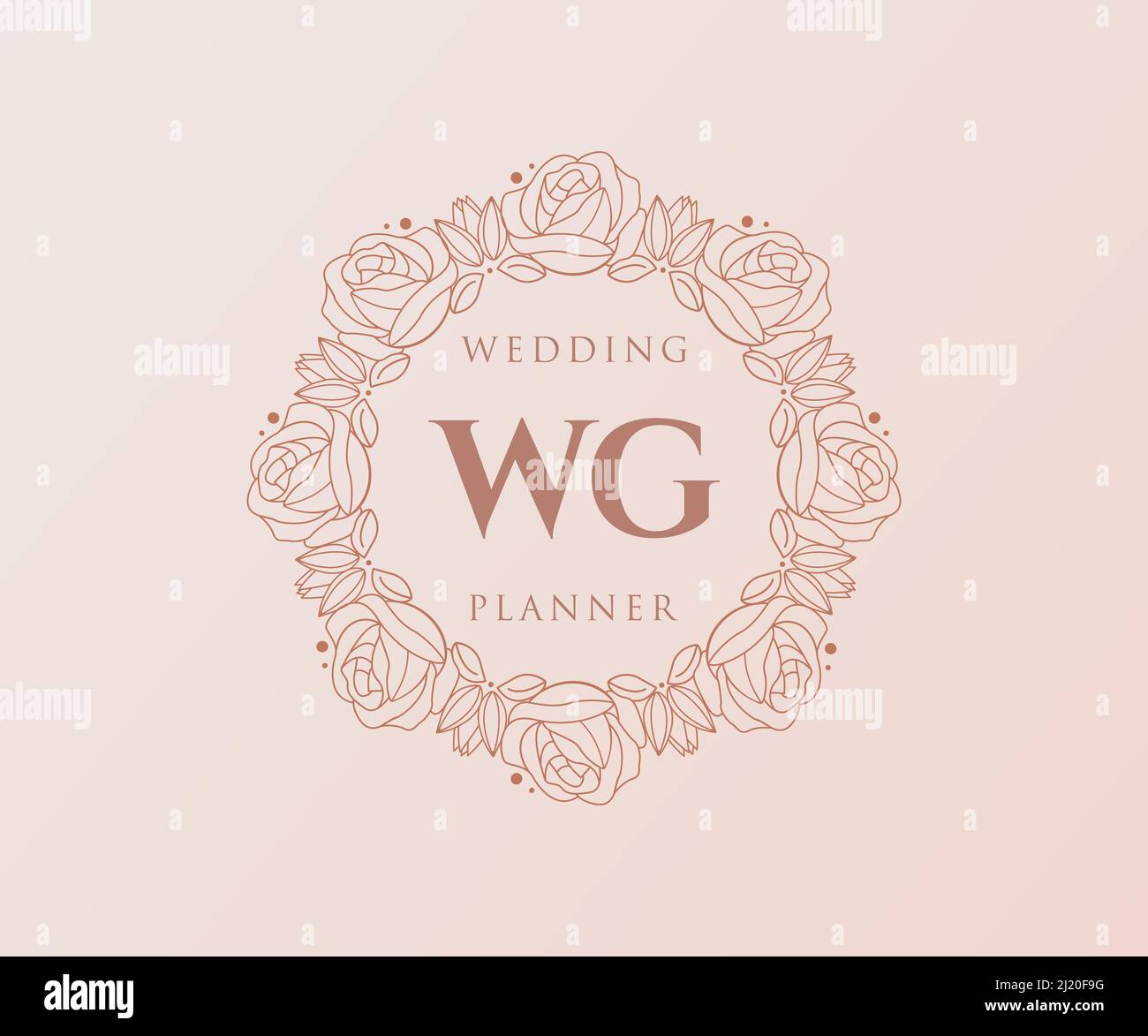 WG Initials letter Wedding monogram logos collection, hand drawn modern ...