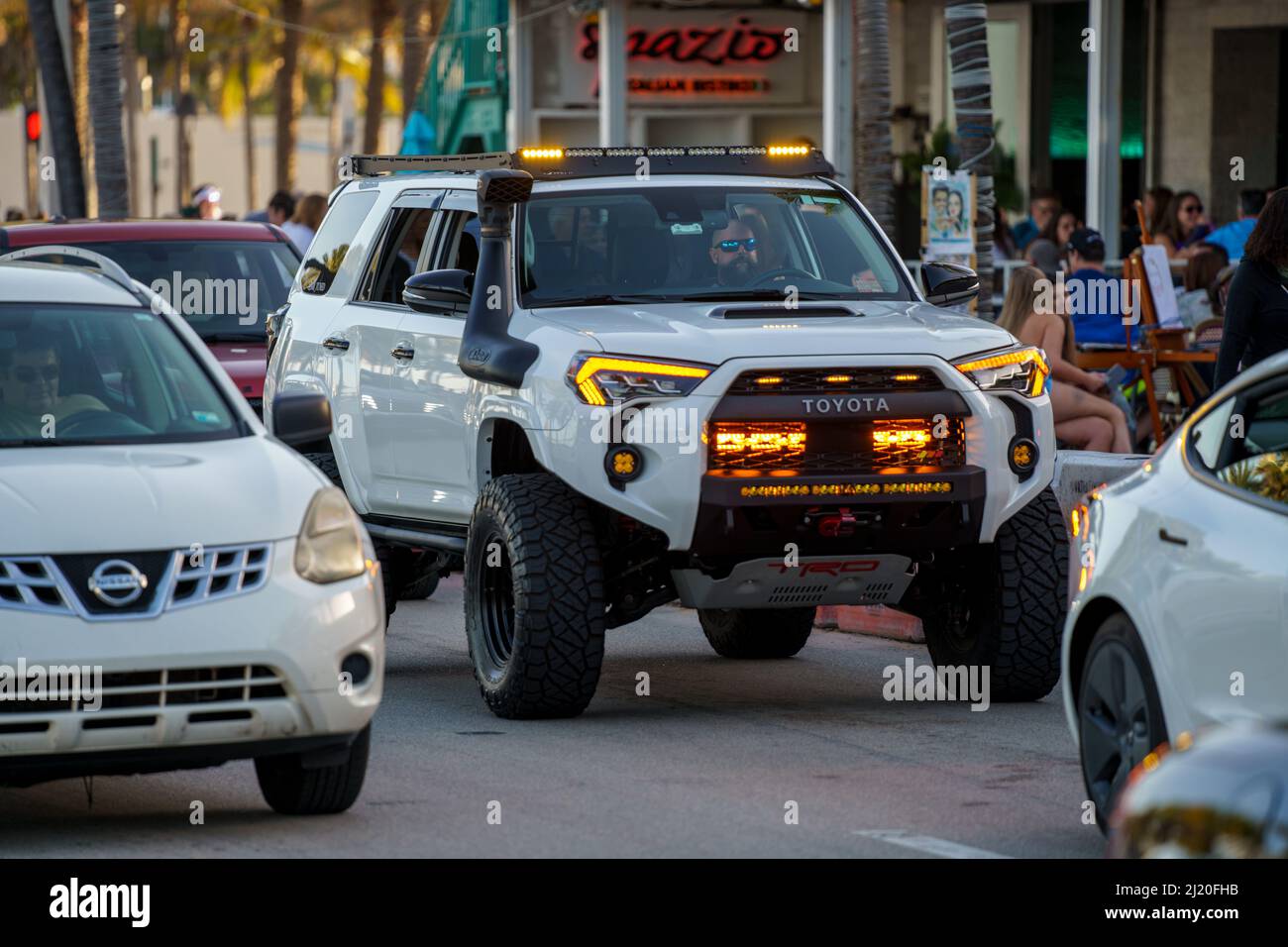 Fort Lauderdale, FL, USA March 27, 2022 Guy driving a Toyota 4Runner