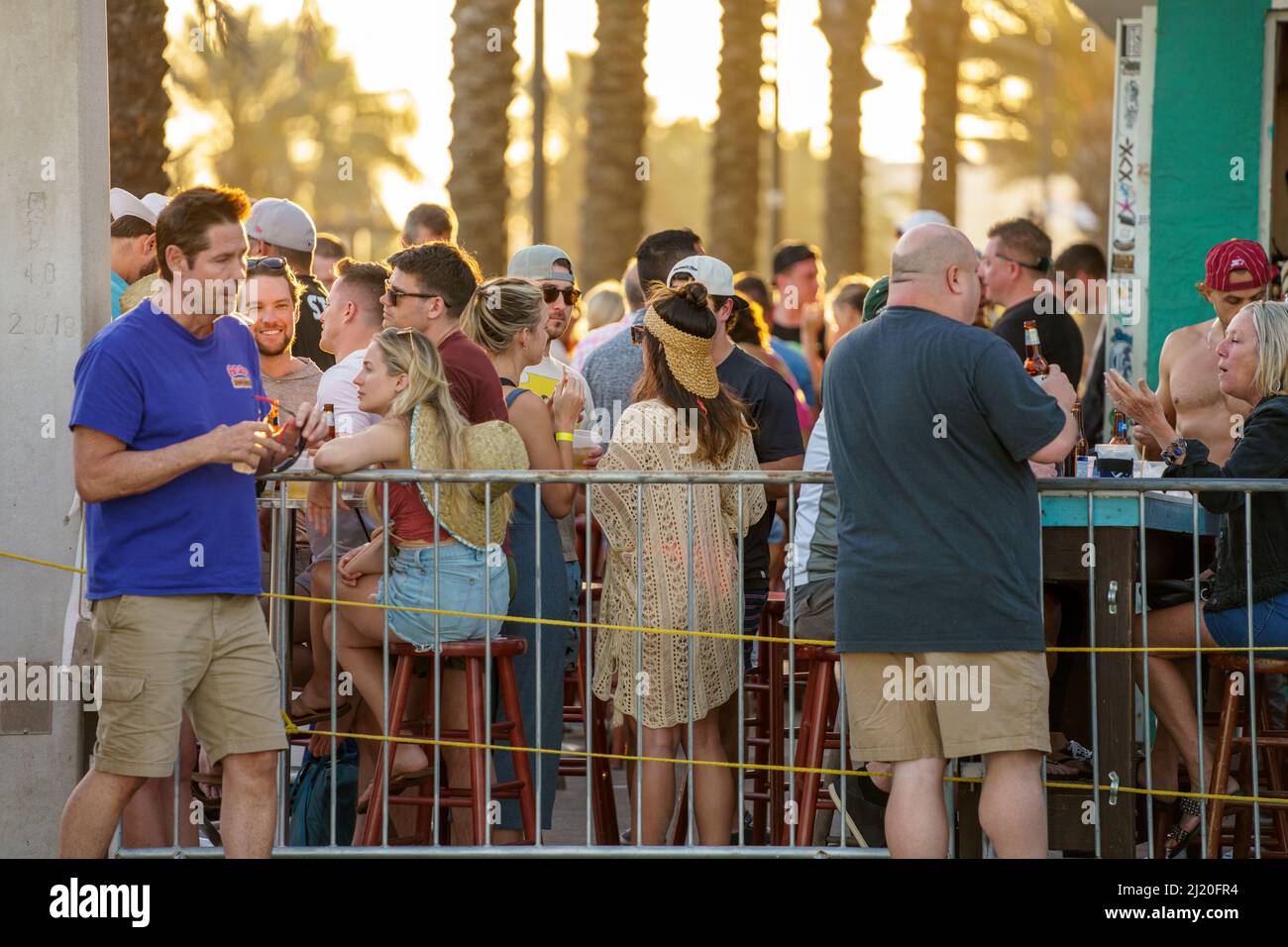 Fort Lauderdale, FL, USA March 27, 2022 Overcrowding at bars on Fort