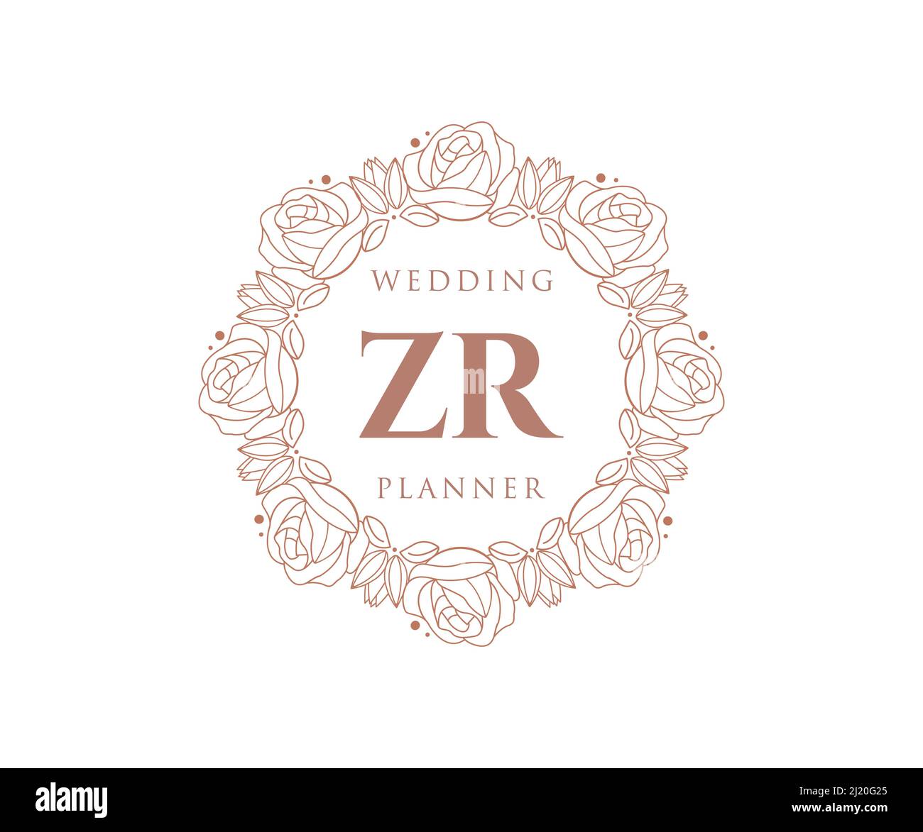 ZR Initials letter Wedding monogram logos collection, hand drawn modern ...
