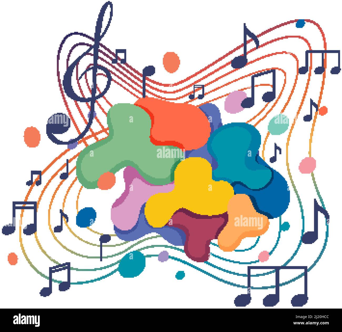 Music notes rainbow colourful on white background illustration Stock ...