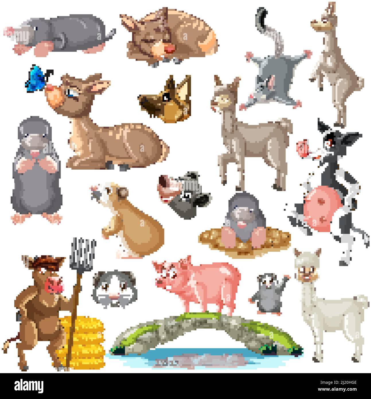 Seamless pattern with cute animals illustration Stock Vector