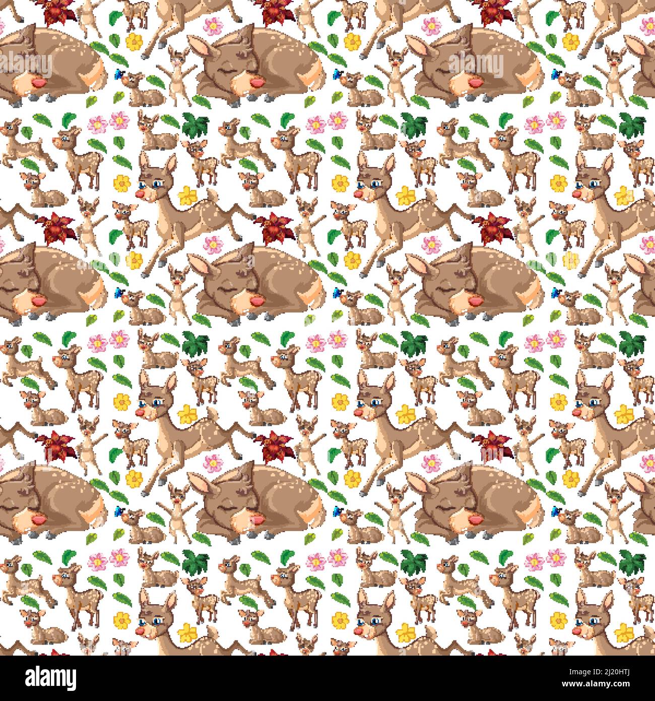 Cute animals cartoon seamless background illustration Stock Vector ...