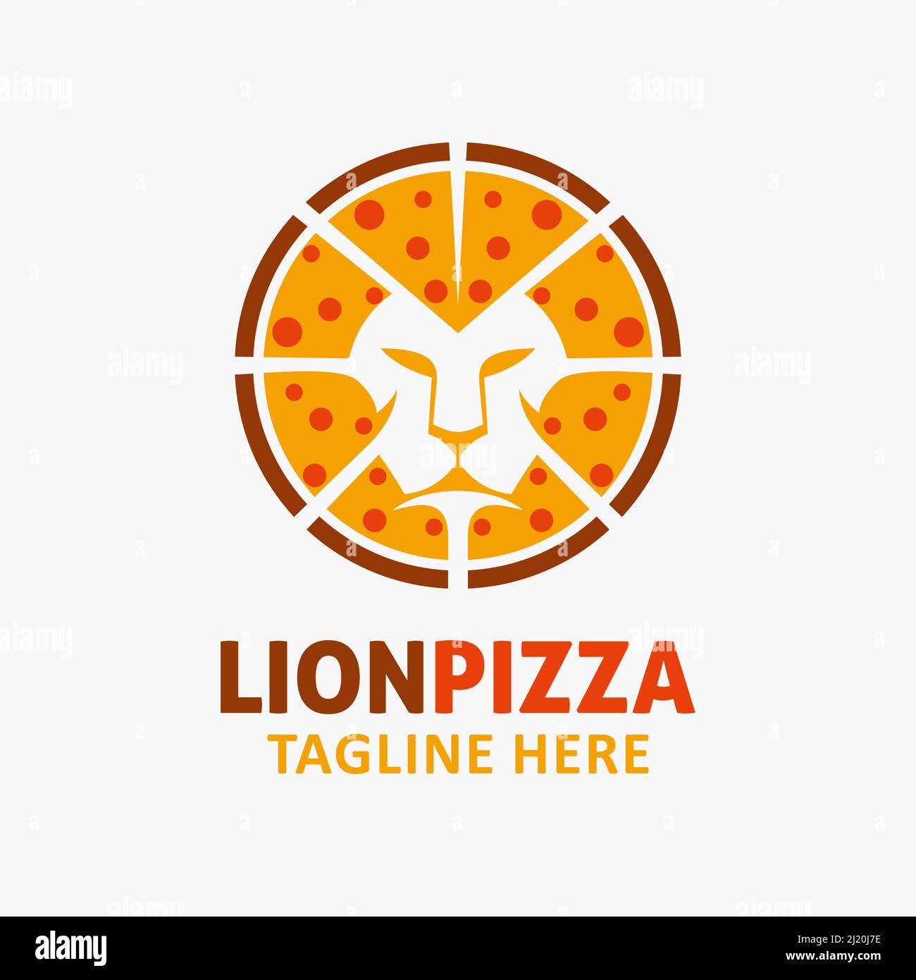 Lion pizza logo design Stock Vector