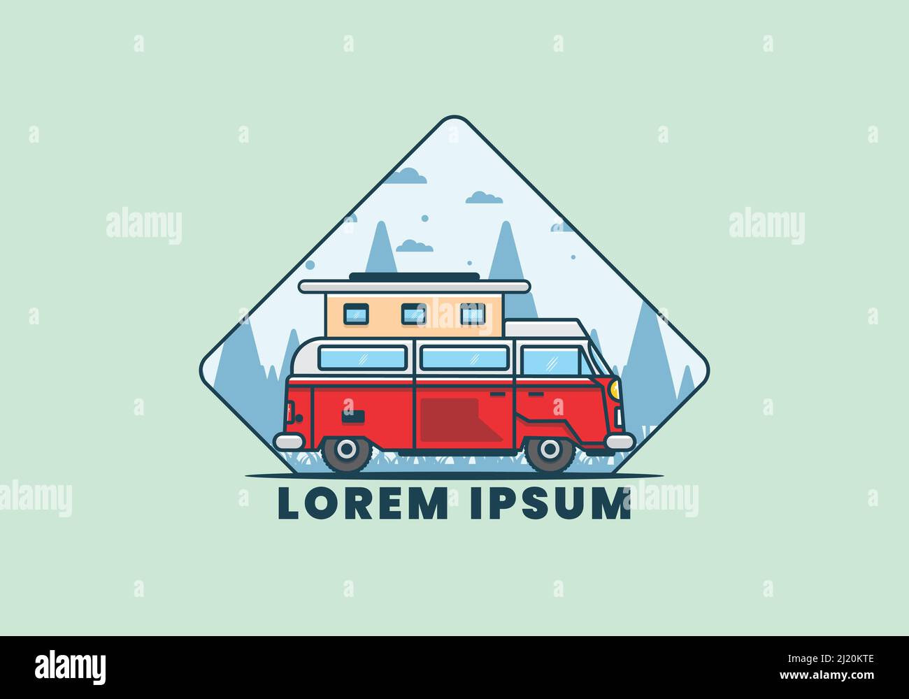 Camping with van flat illustration design Stock Vector Image & Art - Alamy