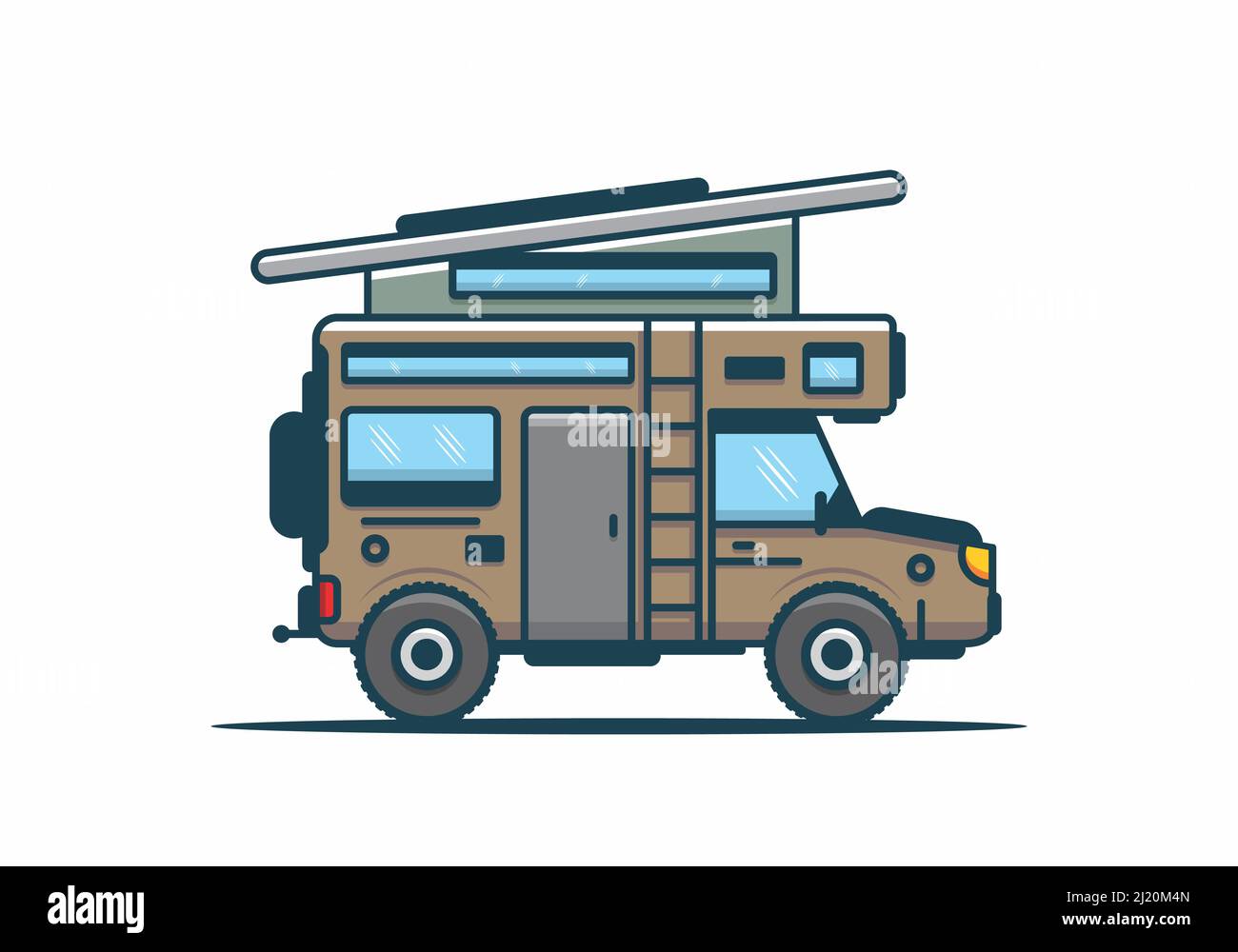 Camping with van flat illustration design Stock Vector Image & Art - Alamy