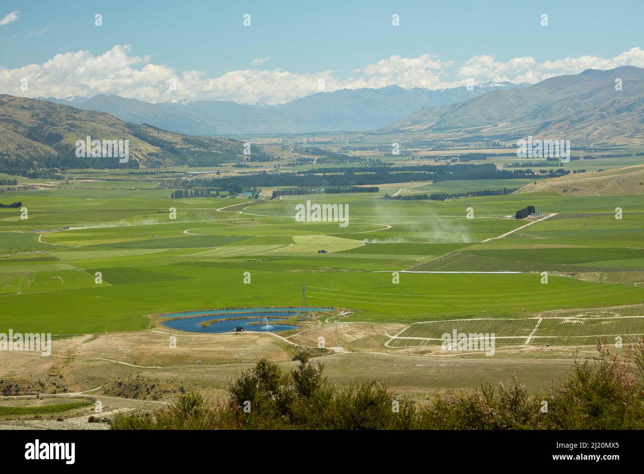 Irrigated farmland, Bendigo, Central Otago, South Island, New Zealand