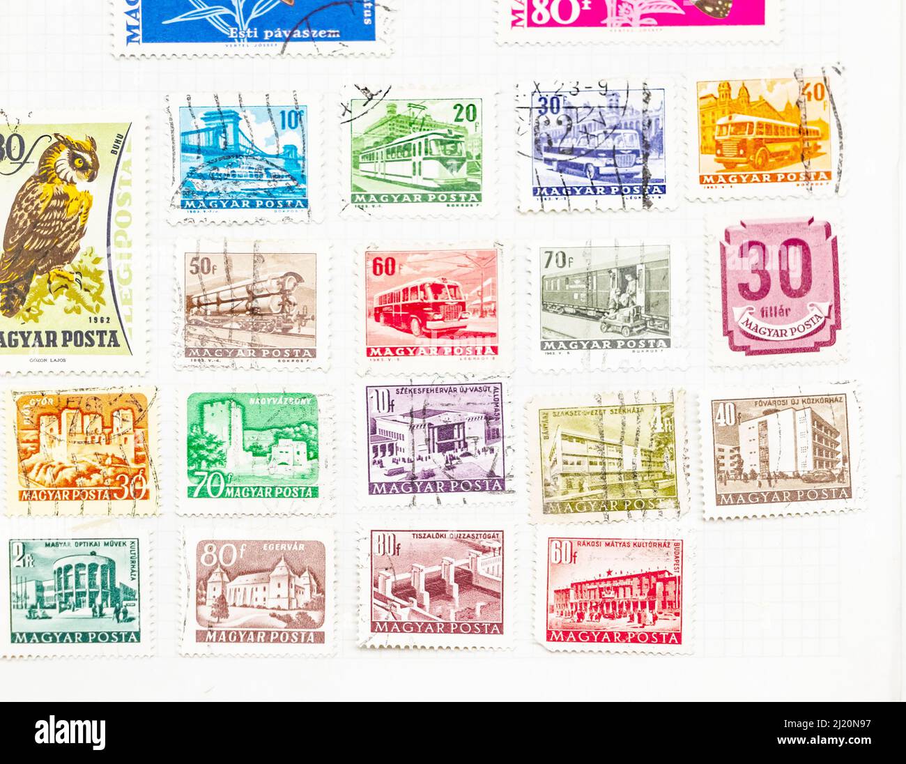 vintage magyar posta stamps in a stamp album collection from Hungary Stock Photo Alamy