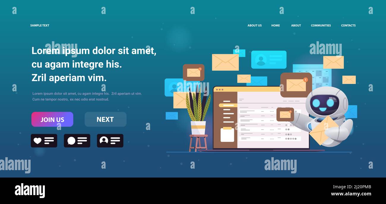 modern robot sending or receiving letters email inbox message