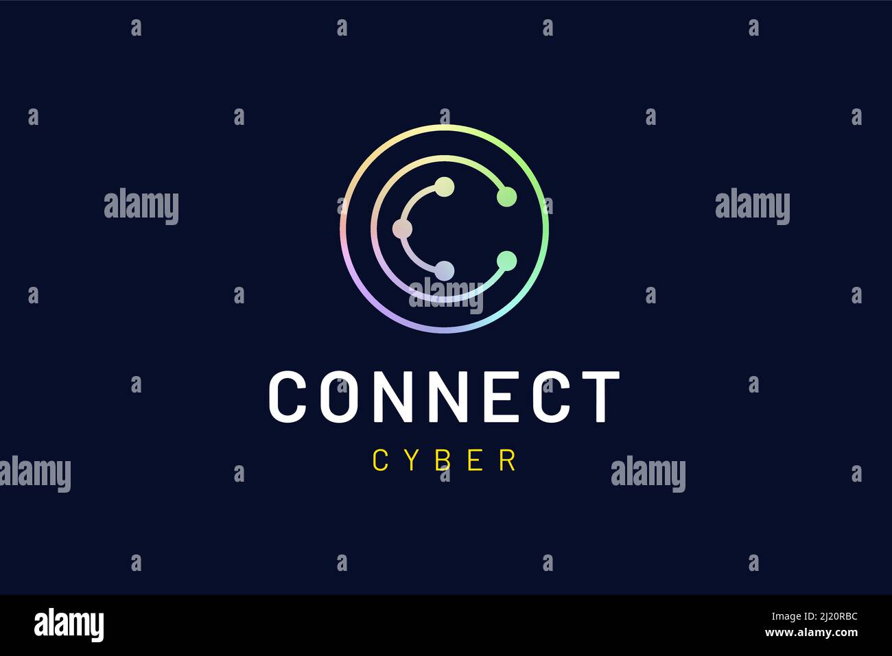 Circle letter C logo in simple modern shape represents connection or network technology Stock Vector