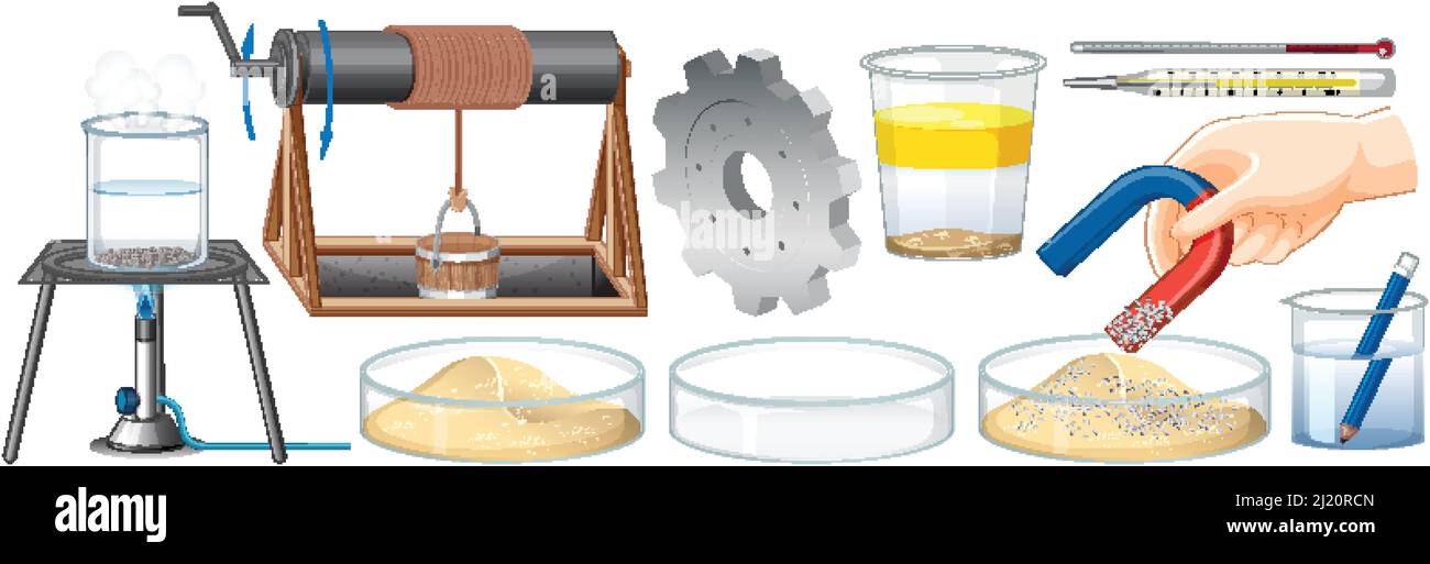Science Explotation Draw Set of equipment needed for science experiment illustration Stock ...