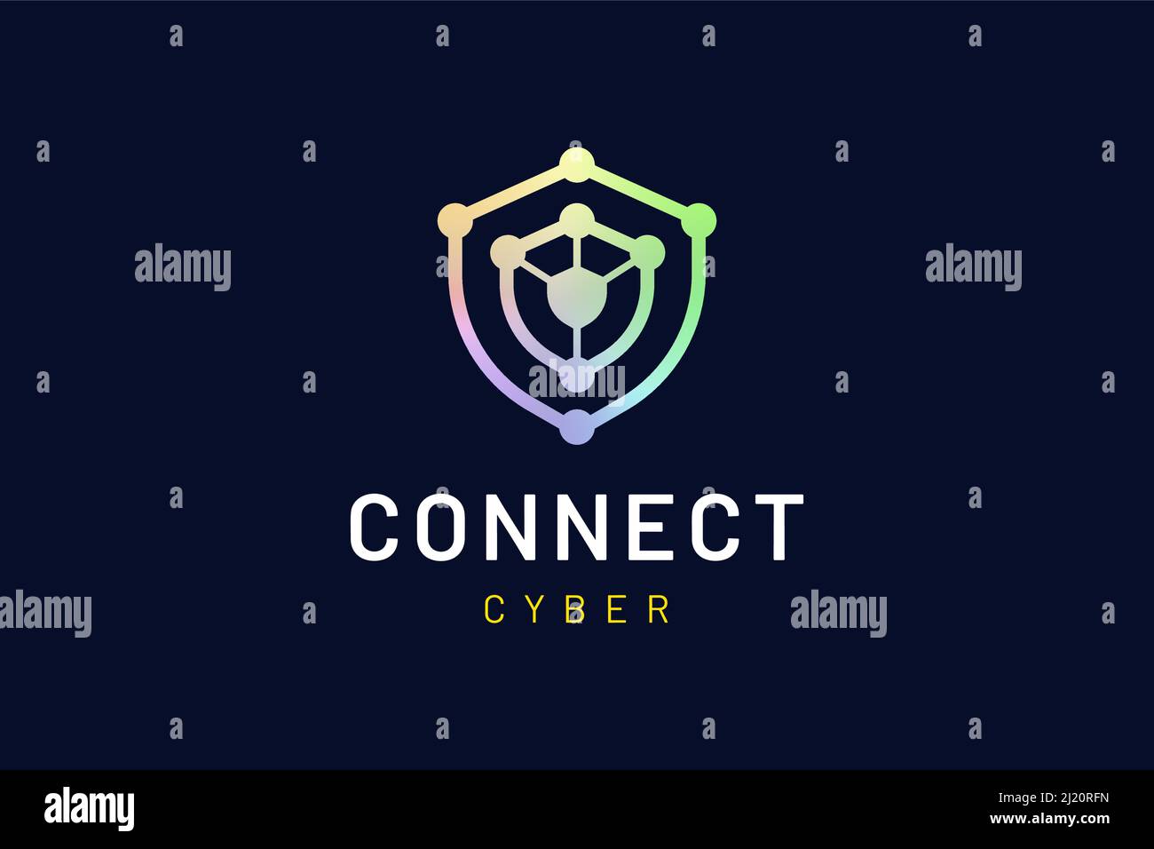 Shield logo with simple modern shape representing security or defense technology Stock Vector