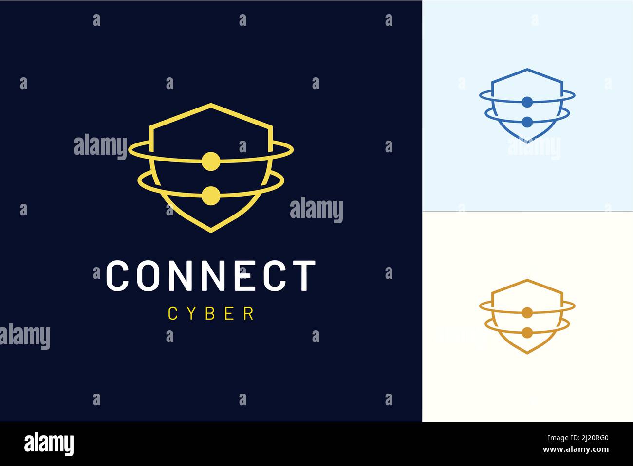 Shield logo with simple modern shape represents security or defense technology Stock Vector