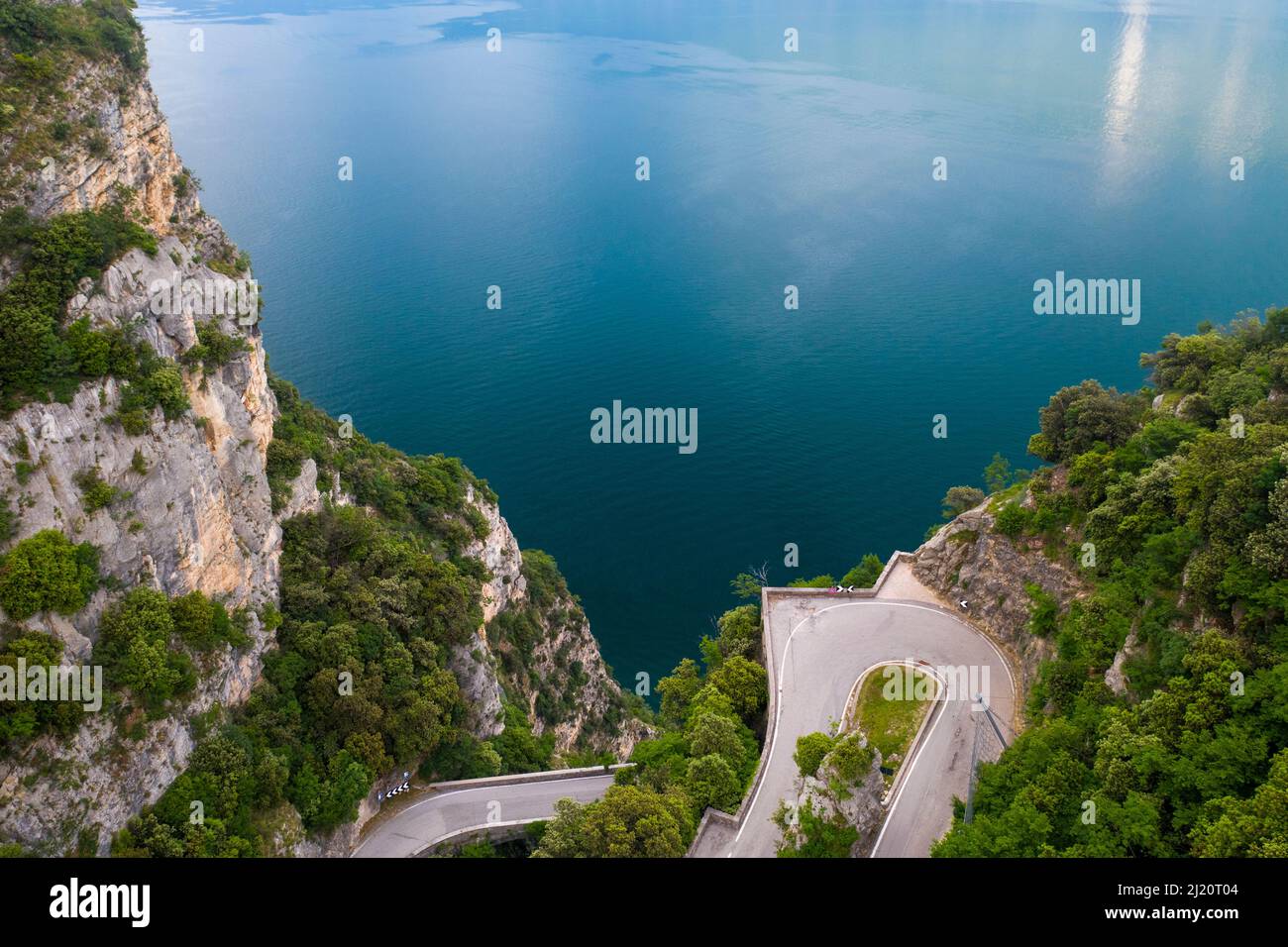 View of Strada della Forra, Tremosine, Lake Garda, Lombardy, Italy, Europe Stock Photo