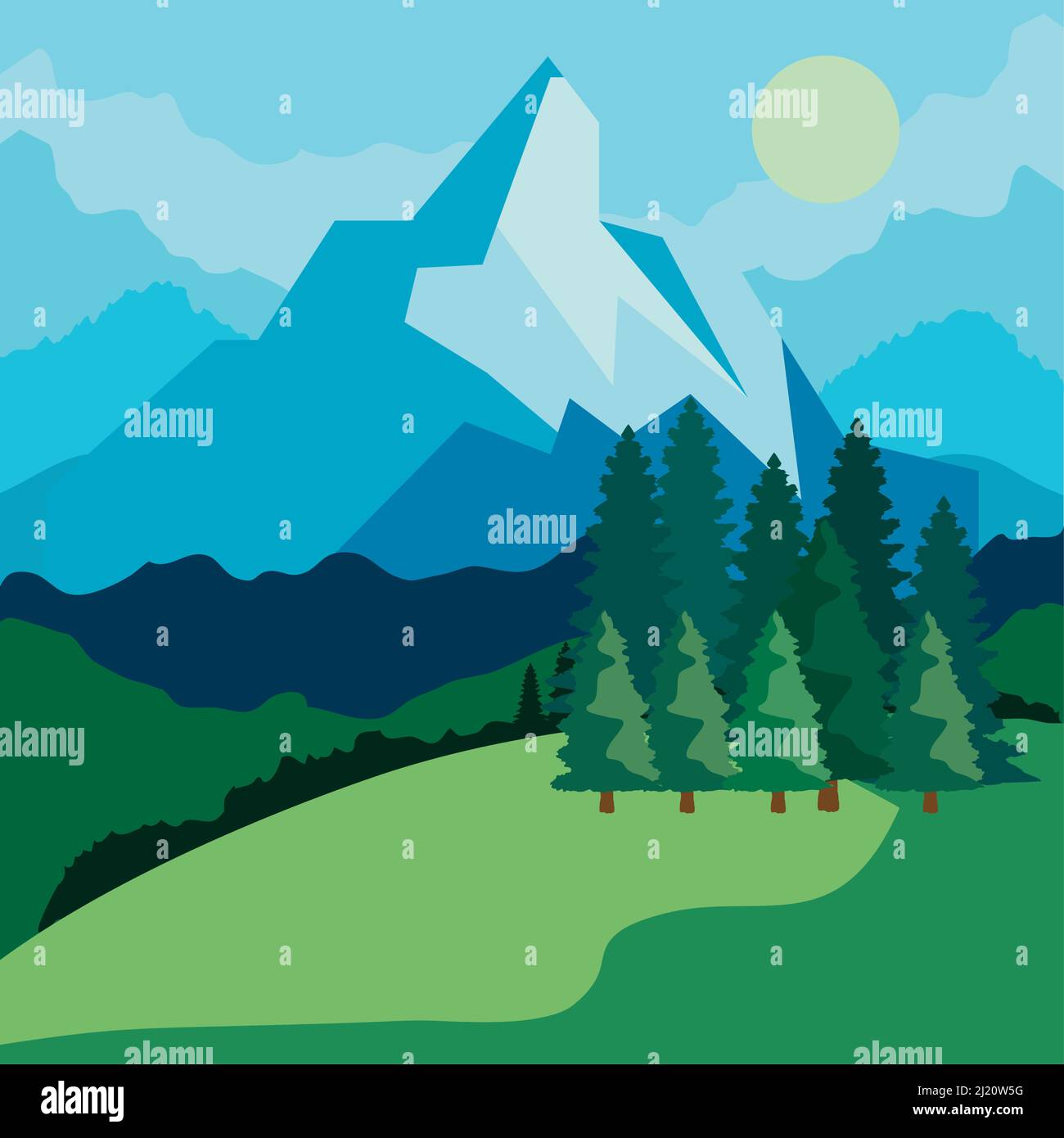 peak and pines trees Stock Vector Image & Art - Alamy