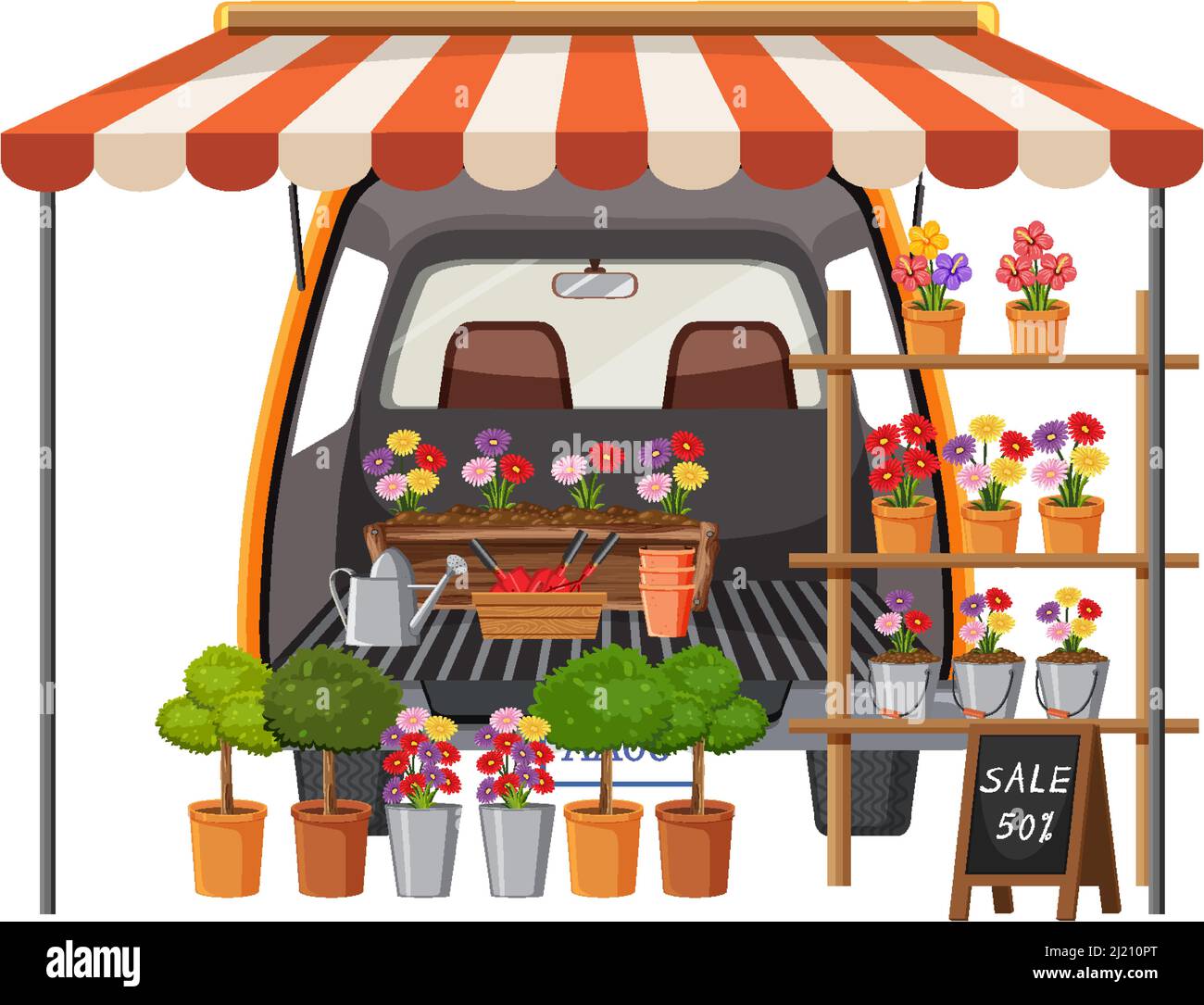 Flea Market Concept With Car Boot Sale Illustration Stock Vector Image