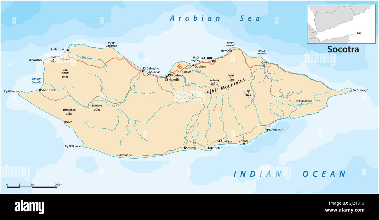 vector map of yemeni island of socotra Stock Vector