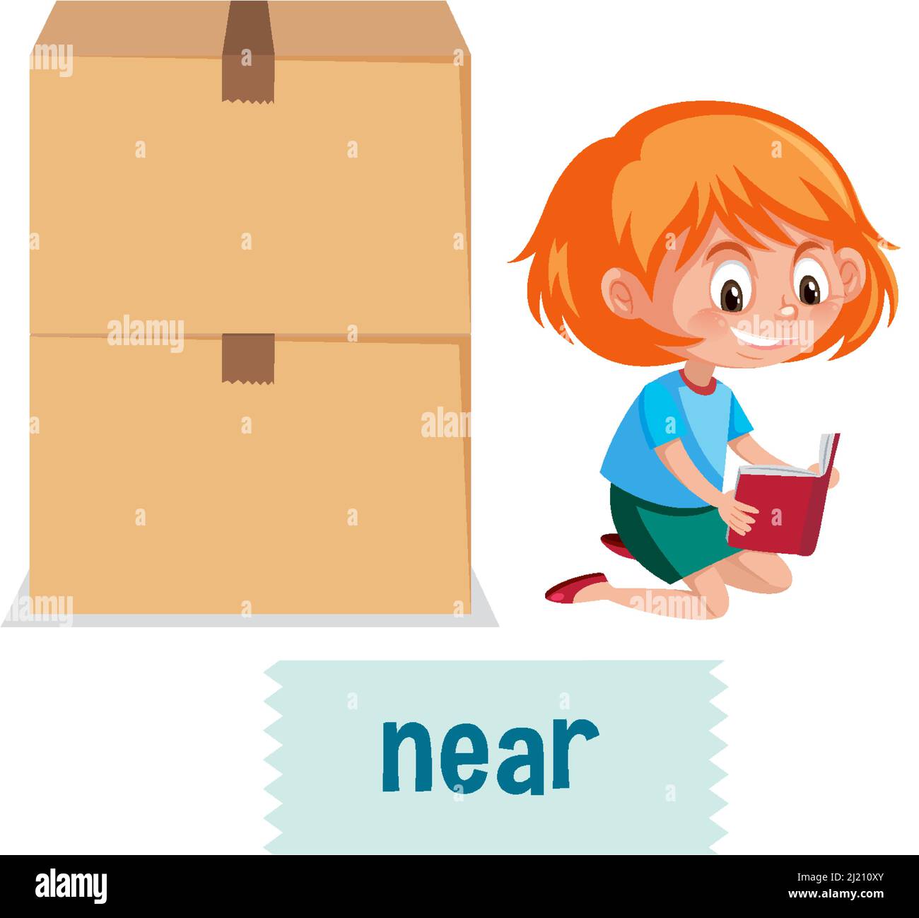 Learning english prepositions. Preschool - Stock Illustration