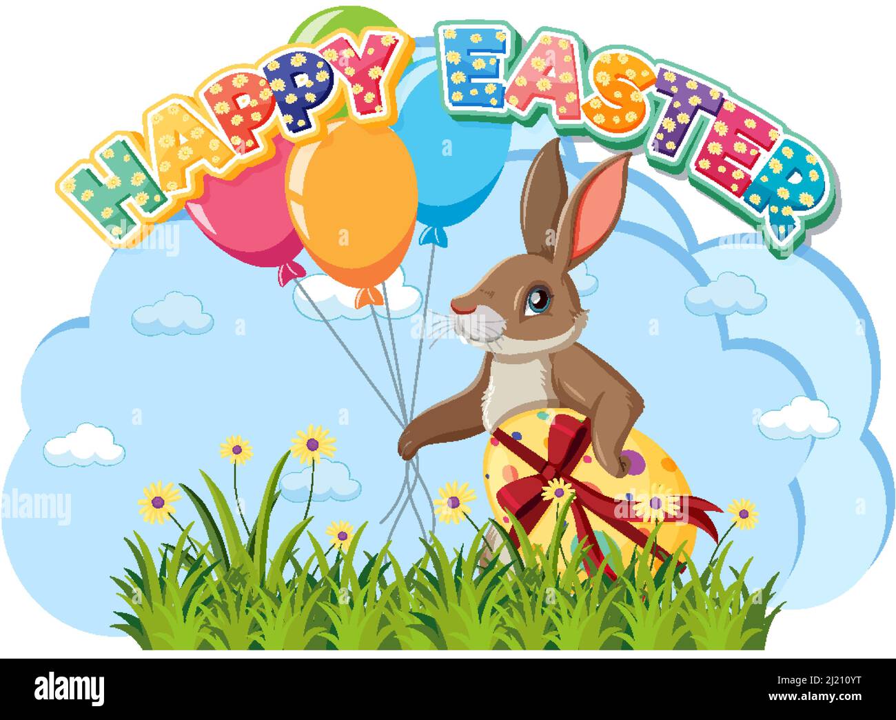 Happy Easter design with bunny and eggs illustration Stock Vector Image ...