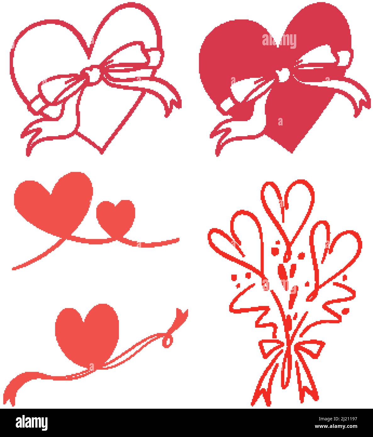 Different hearts set in doodle style illustration Stock Vector Image ...