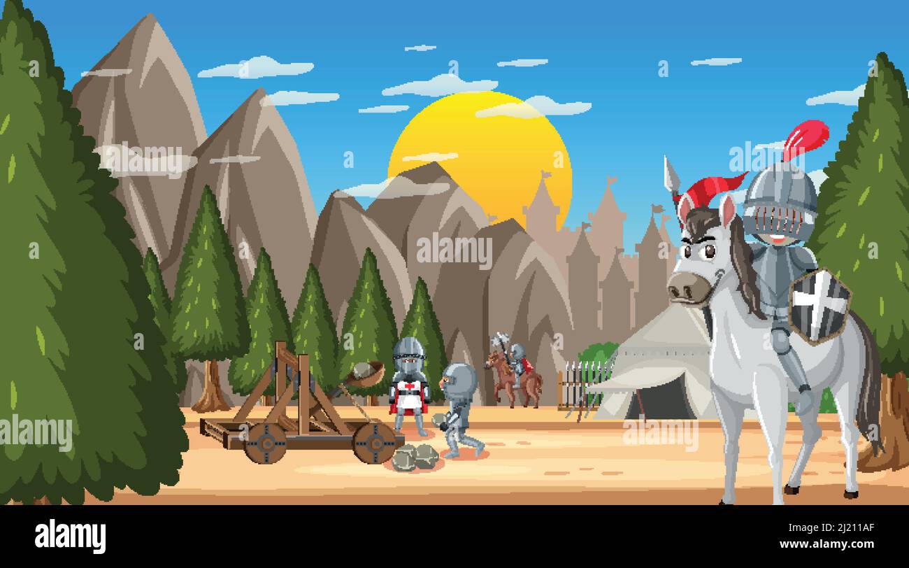 Medieval military camp scene illustration Stock Vector Image & Art - Alamy