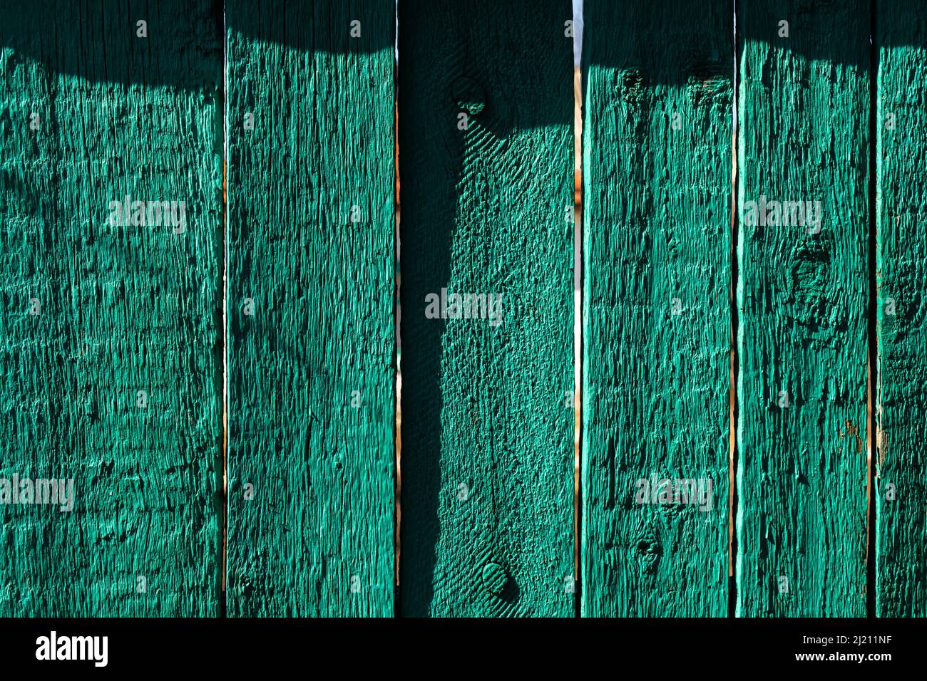 Wooden fence painted in green color, texture background Stock Photo - Alamy