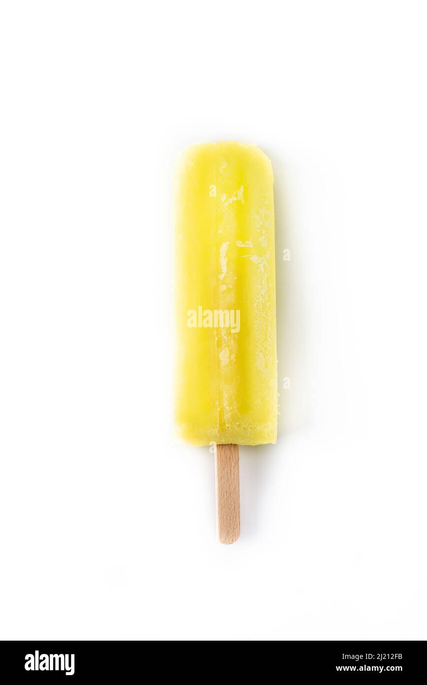 Lemon popsicle isolated on white background Stock Photo