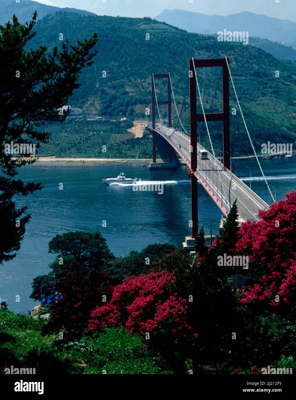 Cape Myrtle South Korea Namhae Grand Bridge Stock Photo