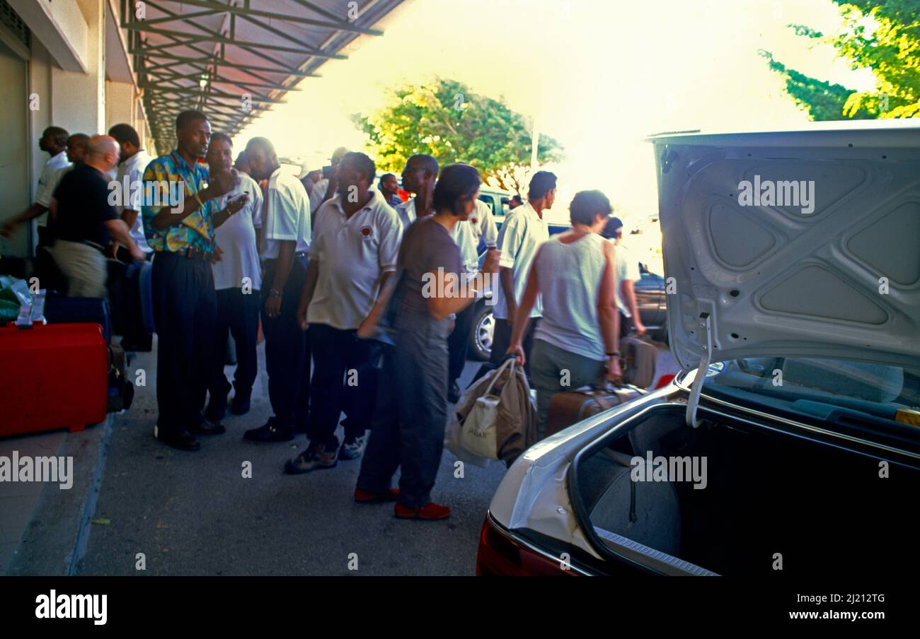 St Lucia Hewanorra International Airport People Waiting at Arrivals Stock Photo