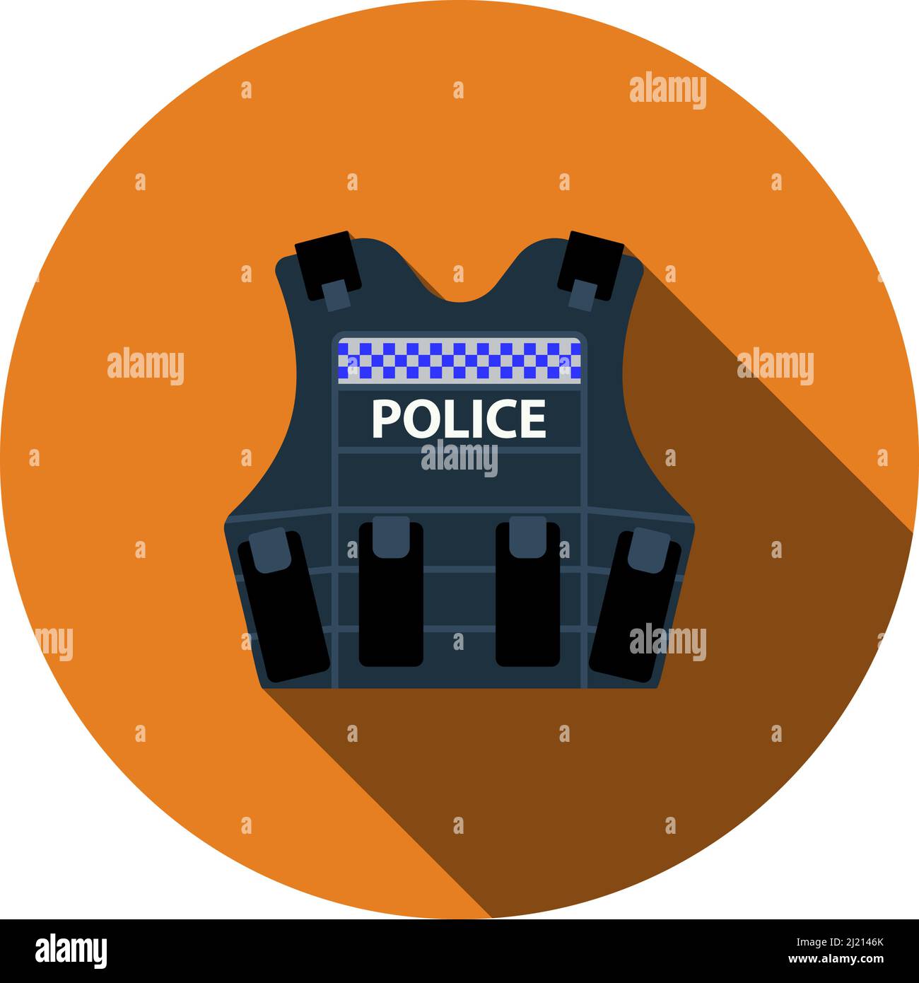 Police Vest Icon. Flat Circle Stencil Design With Long Shadow. Vector Illustration Stock Vector ...